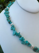 Load image into Gallery viewer, Natural turquoise pearls details choker necklace
