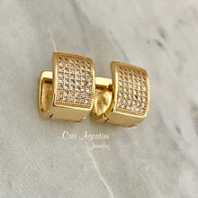 Load image into Gallery viewer, Studded Square hoops
