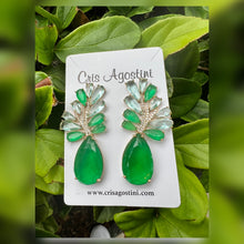 Load image into Gallery viewer, Max Crystal Green tone zirconias earrings
