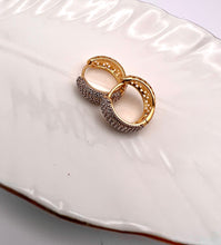 Load image into Gallery viewer, Medium studded hoop pave rhodium/ gold
