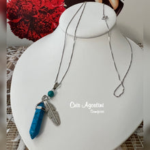 Load image into Gallery viewer, natural stone feather capsule necklace
