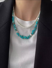 Load image into Gallery viewer, Natural turquoise pearls details choker necklace
