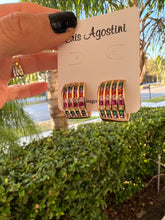 Load image into Gallery viewer, Rainbow 4 rows wide hoop earrings
