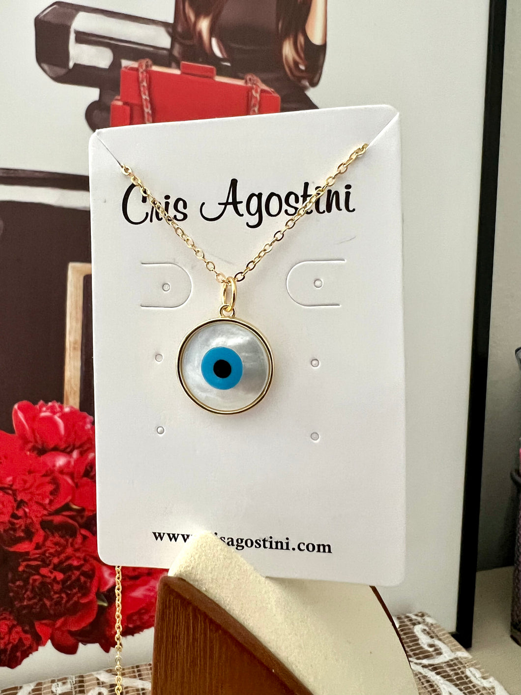 Basic round Greek eye necklace