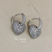 Load image into Gallery viewer, Studded heart pendant hoop earrings
