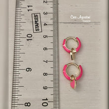 Load image into Gallery viewer, Enameled summer hoop color hoop earrings
