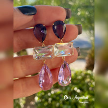 Load image into Gallery viewer, Geometric Crystal drop earrings
