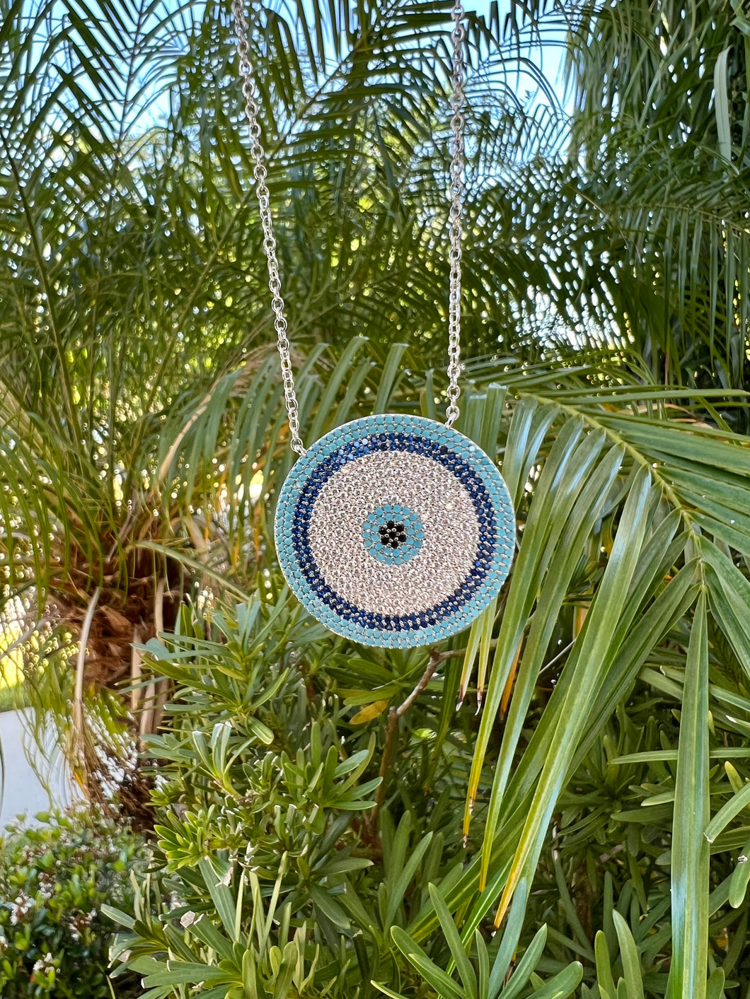 Greek eye micro pave necklace