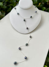 Load image into Gallery viewer, Freshwater pearl dark tie necklace
