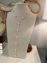Load image into Gallery viewer, Pearl silver tie necklace
