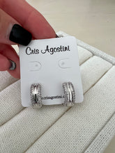 Load image into Gallery viewer, Micro pave on 2 sides hoop earrings
