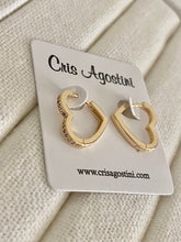 Load image into Gallery viewer, Studded Heart hoop earrings
