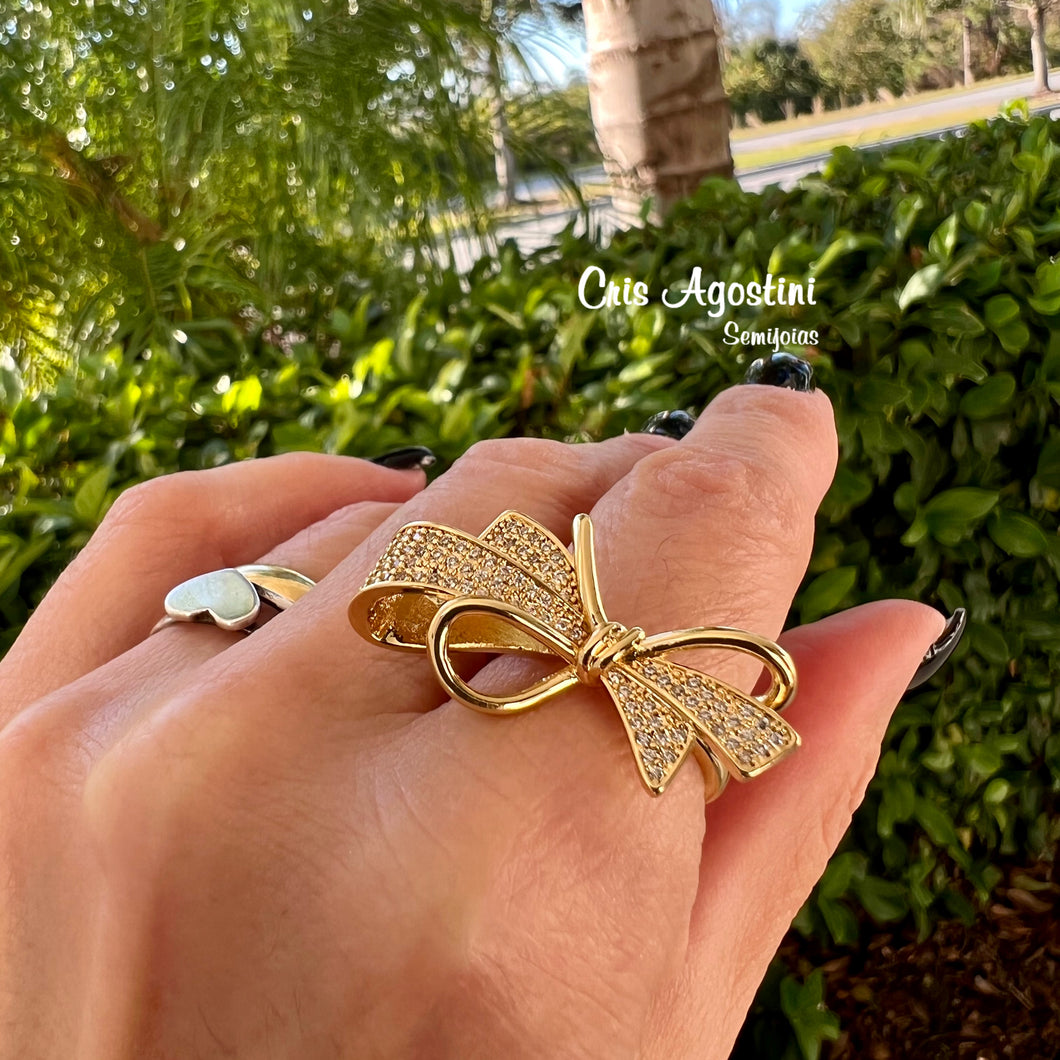 golden larger bow adjustable ring