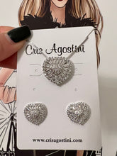 Load image into Gallery viewer, Clear baguette cz heart set
