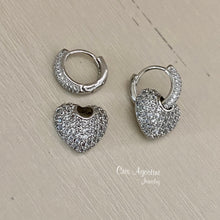 Load image into Gallery viewer, Studded heart pendant hoop earrings
