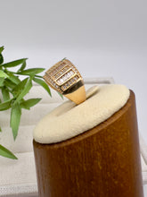 Load image into Gallery viewer, Cut cz ring with outline pave stripes
