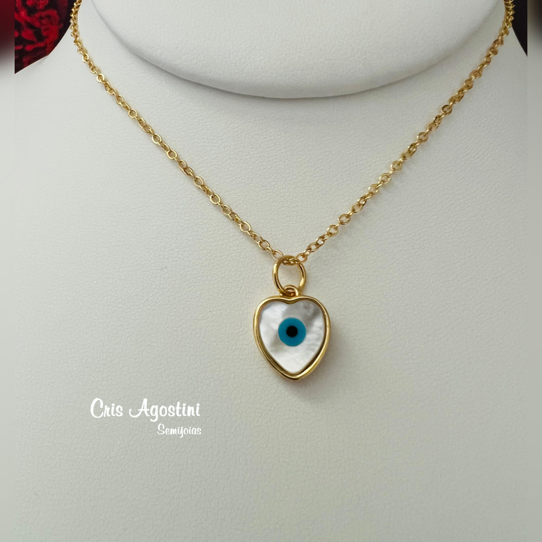 Heart shaped greek  eye necklace