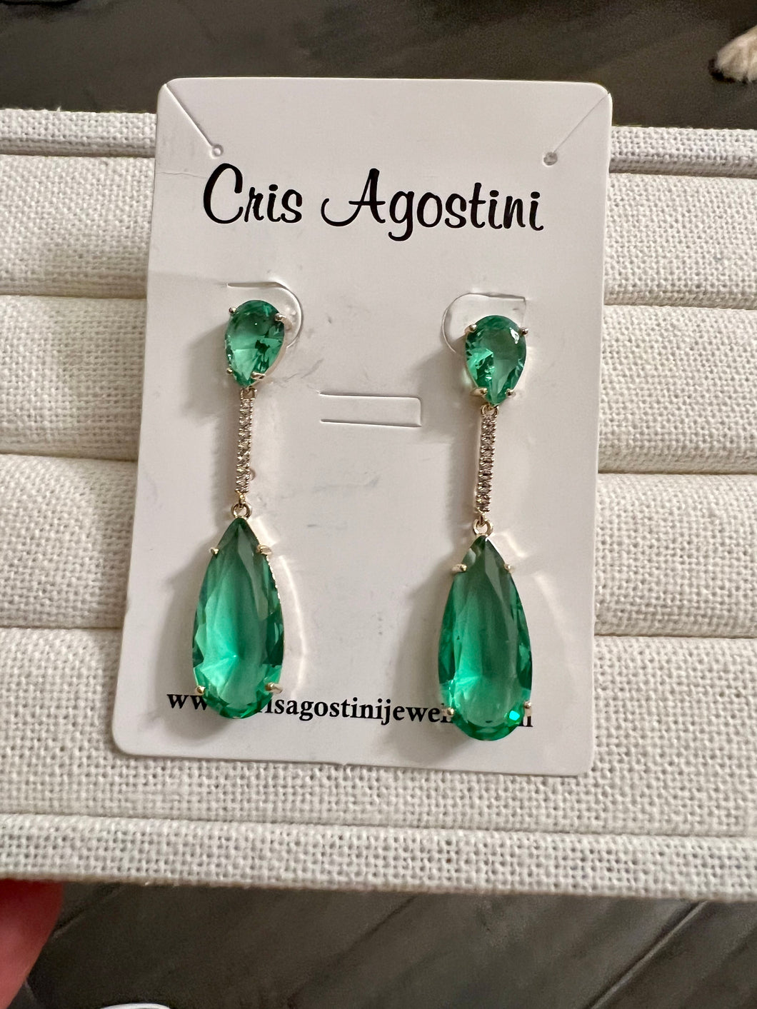 Emerald crystal drop earrings