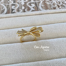 Load image into Gallery viewer, golden larger bow adjustable ring
