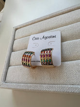 Load image into Gallery viewer, Rainbow 4 rows wide hoop earrings
