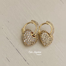 Load image into Gallery viewer, Studded heart pendant hoop earrings
