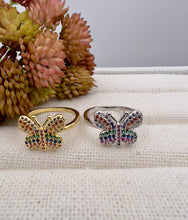 Load image into Gallery viewer, Colorful cz butterfly ring
