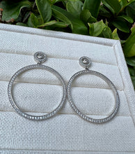 Load image into Gallery viewer, Studded rhodium open maxi round earrings
