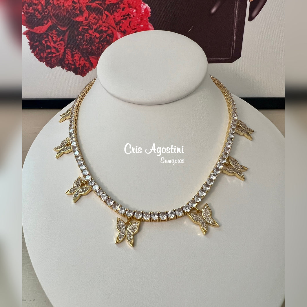 Cubic zirconia Tennis butterfly necklace