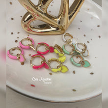 Load image into Gallery viewer, Enameled summer hoop color hoop earrings
