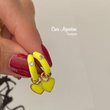 Load image into Gallery viewer, Enameled summer hoop color hoop earrings
