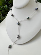 Load image into Gallery viewer, Pearl silver tie necklace
