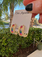 Load image into Gallery viewer, small hoop with colorful drop earring
