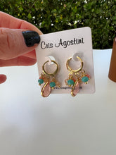 Load image into Gallery viewer, small hoop with colorful drop earring
