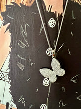 Load image into Gallery viewer, Diagonal pave zirconia butterfly necklace
