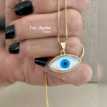 Load image into Gallery viewer, Mother of pearl Greek eye necklace
