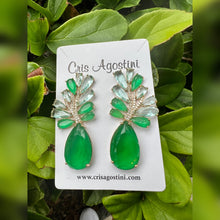 Load image into Gallery viewer, Max Crystal Green tone zirconias earrings
