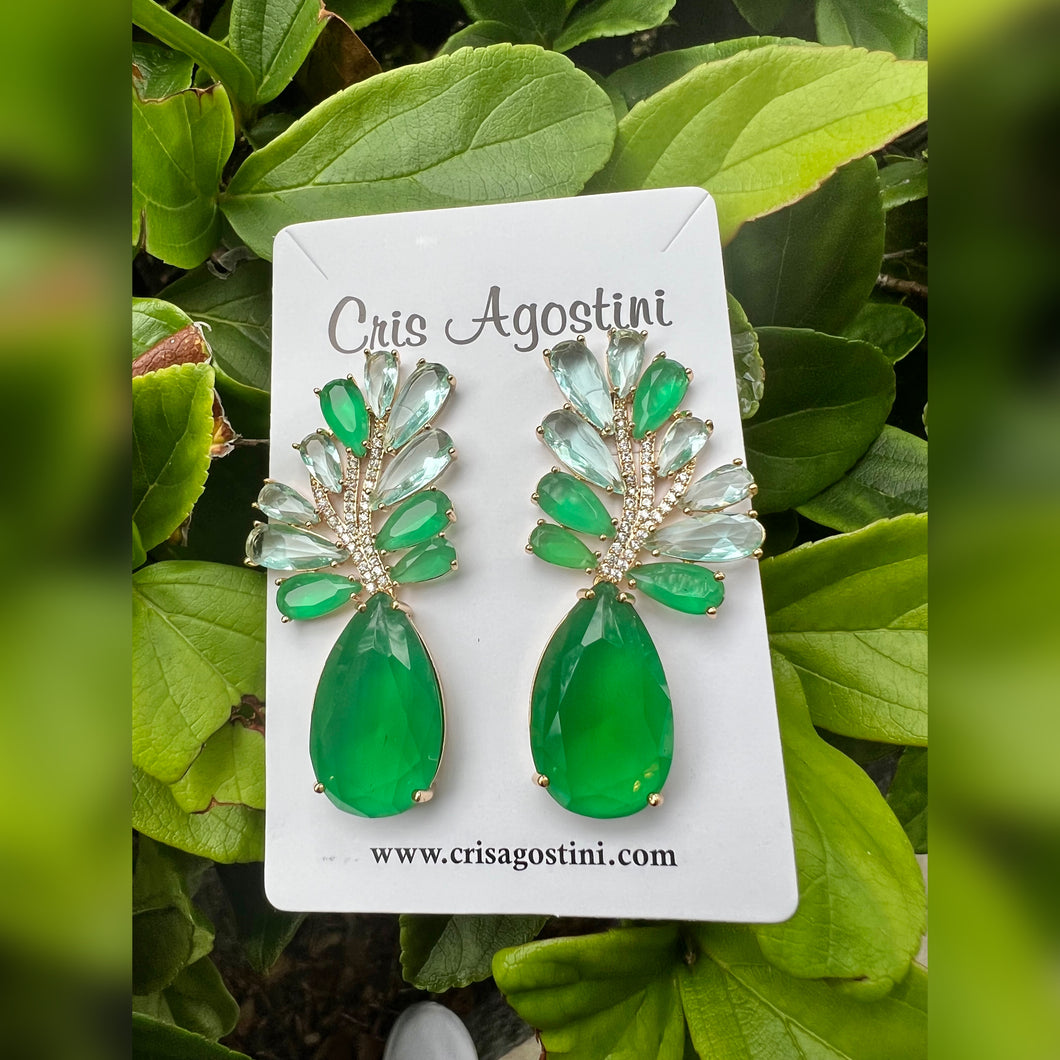 Max Crystal Green tone zirconias earrings