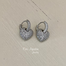 Load image into Gallery viewer, Studded heart pendant hoop earrings
