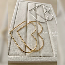 Load image into Gallery viewer, Large heart shape tube hoop earrings
