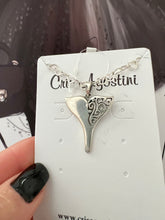 Load image into Gallery viewer, heart chain with mermaid silver pendant necklace
