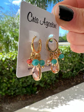 Load image into Gallery viewer, small hoop with colorful drop earring
