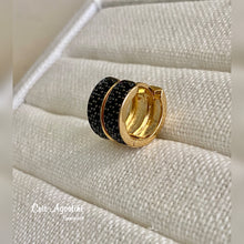 Load image into Gallery viewer, Black Studded hoop
