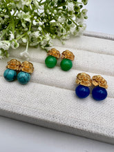 Load image into Gallery viewer, Flower golden natural stone ball earring
