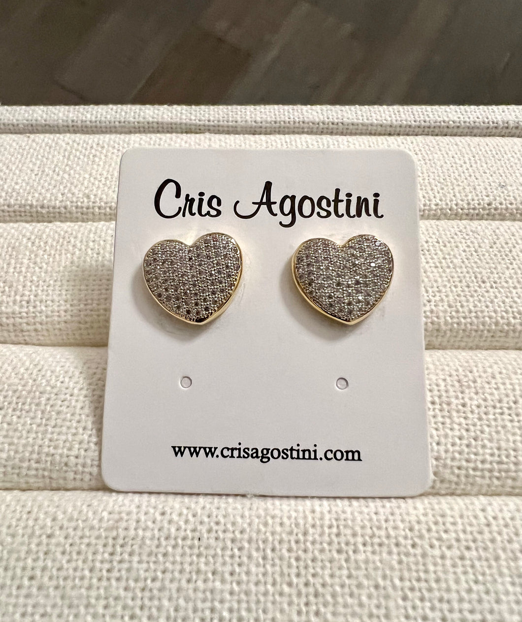 Heart shape micro pave  stud earrings