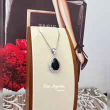 Load image into Gallery viewer, black drop zirconia rhodium necklace
