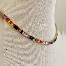 Load image into Gallery viewer, Colorful baguette zirconia necklace

