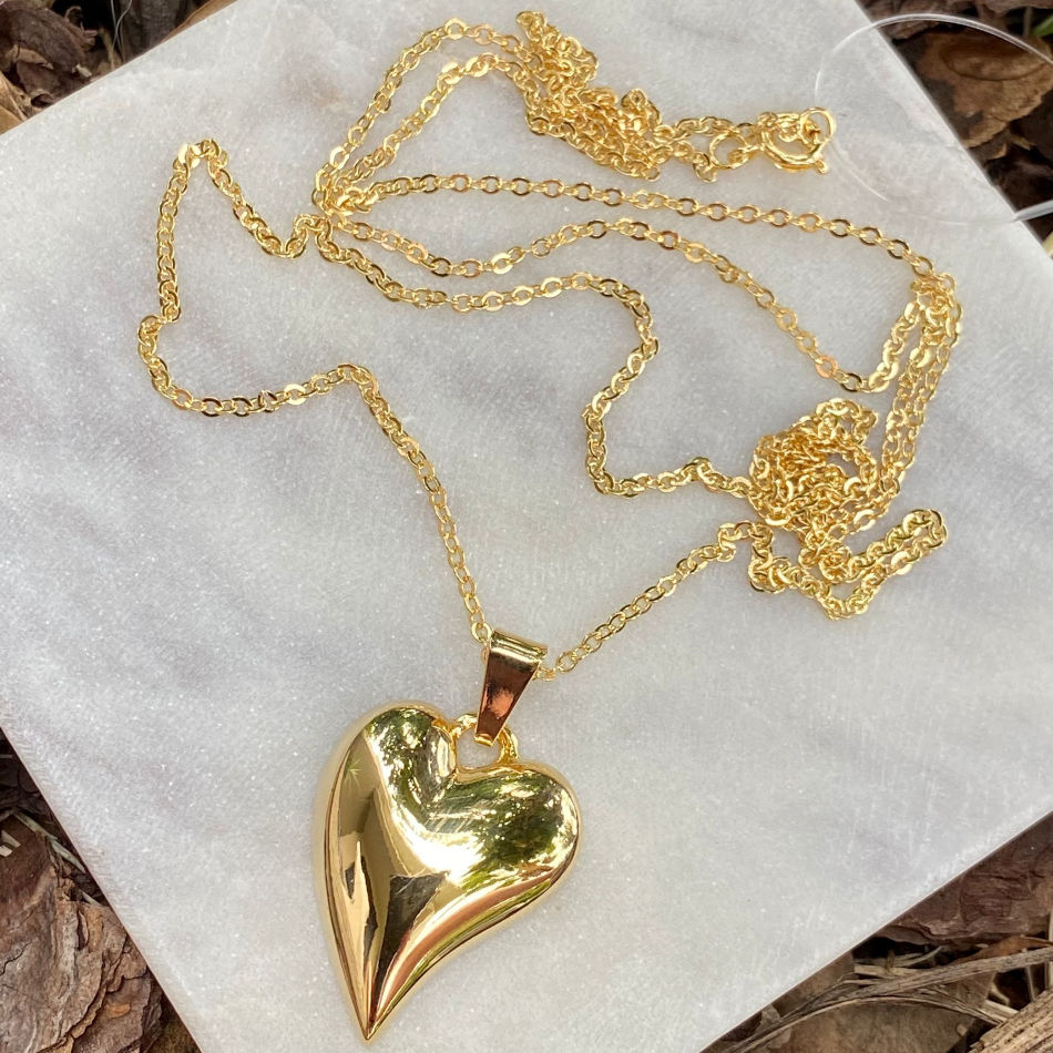 Large Heart Pendant With Long Chain Necklace