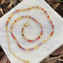 Load image into Gallery viewer, Rainbow Cubic Zirconia Tennis Choker Necklace
