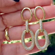 Load image into Gallery viewer, Studded Oval Chain Earrings
