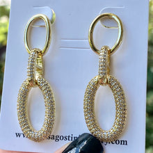 Load image into Gallery viewer, Studded Oval Chain Earrings
